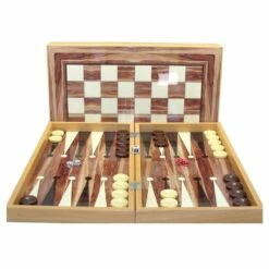 19" Backgammon Walnut Decoupage