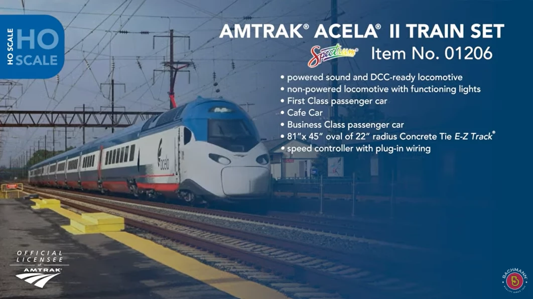 Bachmann Spectrum 01206 HO Scale Amtrak Acela II StarterTrain Set 1 Bachmann Spectrum 01206 HO Scale Amtrak Acela II StarterTrain Set