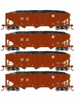 Athearn 15157 HO Scale 40' 3 Bay Ribbed Hopper With Load BNSF 4 Pack #1