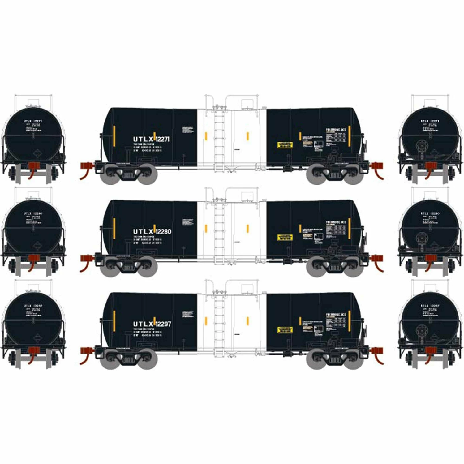Athearn 16349 HO Scale 16k Clay Slurry Tank Car UTLX 3 Pack #1 2 Athearn 16349 HO Scale 16k Clay Slurry Tank Car UTLX 3 Pack #1 - Image 2