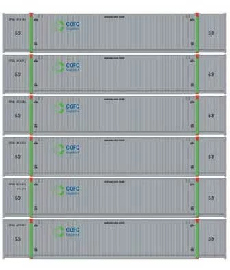 Athearn 18049 N Scale 53' CIMC Intermodal Container COFC Logitsics CFQU 6 Pack #2 1 Athearn 18049 N Scale 53' CIMC Intermodal Container COFC Logitsics CFQU 6 Pack #2