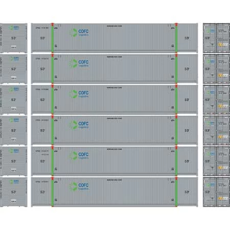 Athearn 18049 N Scale 53' CIMC Intermodal Container COFC Logitsics CFQU 6 Pack #2 2 Athearn 18049 N Scale 53' CIMC Intermodal Container COFC Logitsics CFQU 6 Pack #2 - Image 2