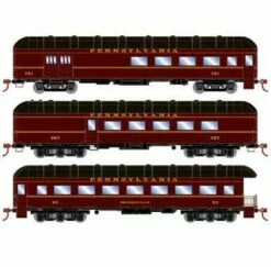 Athearn 73038 HO Scale Arch Roof Passenger 3 Car Set Pennsylvania PRR