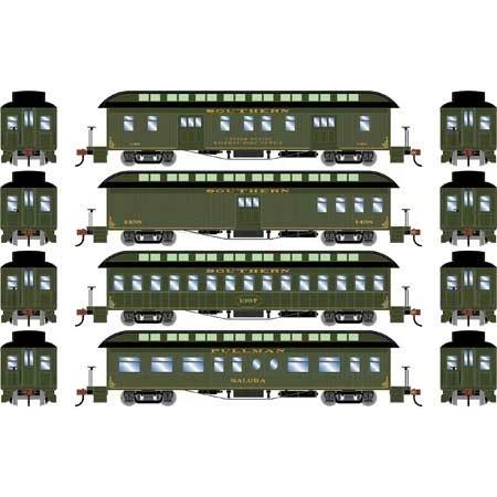 Athearn 84859 HO Scale Overland Passenger Car 4 Pack Southern Railway 2 Athearn 84859 HO Scale Overland Passenger Car 4 Pack Southern Railway - Image 2
