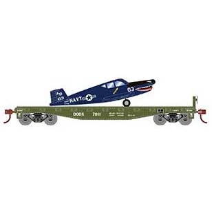 Athearn 96456 HO Scale 40' Flatcar With Navy Plane DODX 7011 1 Athearn 96456 HO Scale 40' Flatcar With Navy Plane DODX 7011