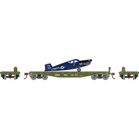 Athearn 96456 HO Scale 40' Flatcar With Navy Plane DODX 7011 2 Athearn 96456 HO Scale 40' Flatcar With Navy Plane DODX 7011 - Image 2