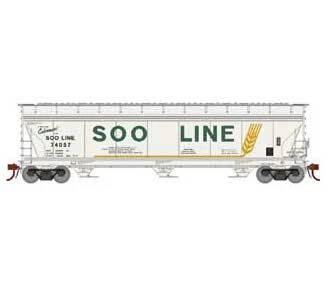Athearn Genesis G15437 HO Scale ACF 4600 3 Bay Covered Hopper SOO Line 74057 1 Athearn Genesis G15437 HO Scale ACF 4600 3 Bay Covered Hopper SOO Line 74057