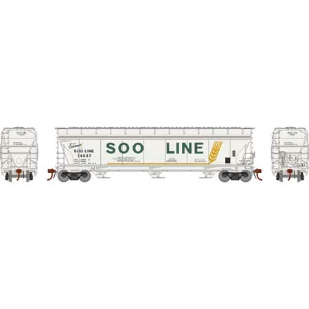 Athearn Genesis G15437 HO Scale ACF 4600 3 Bay Covered Hopper SOO Line 74057 2 Athearn Genesis G15437 HO Scale ACF 4600 3 Bay Covered Hopper SOO Line 74057 - Image 2