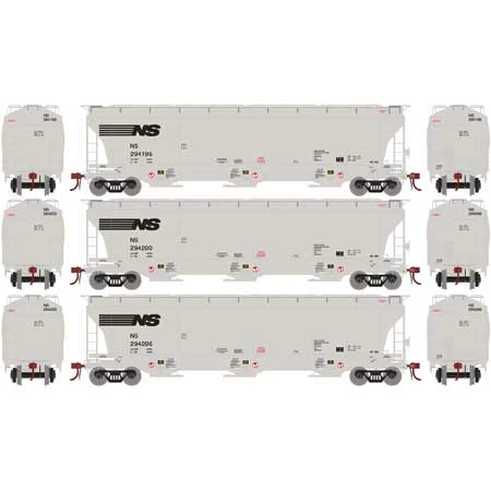 Athearn Genesis G89964 HO Scale Trinity 3 Bay Covered Hopper Norfolk Southern NS 3 Pack #2 2 Athearn Genesis G89964 HO Scale Trinity 3 Bay Covered Hopper Norfolk Southern NS 3 Pack #2 - Image 2