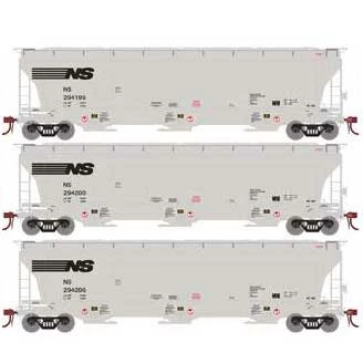 Athearn Genesis G89964 HO Scale Trinity 3 Bay Covered Hopper Norfolk Southern NS 3 Pack #2 1 Athearn Genesis G89964 HO Scale Trinity 3 Bay Covered Hopper Norfolk Southern NS 3 Pack #2