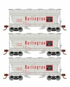 Athearn HO Scale 93453 ACF 2970 2 Bay Covered Hopper Burlington CB&Q 3 Pack