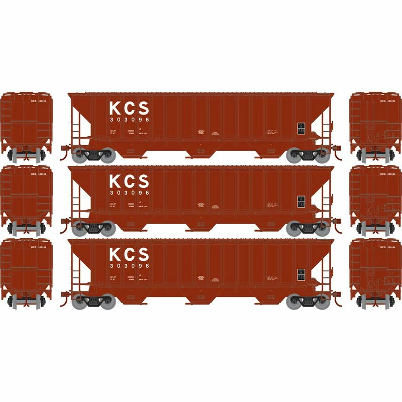 Athearn RTR 22266 HO Scale PS 4740 Covered Hopper Kansas City Southern KCS 3-Pack 2 Athearn RTR 22266 HO Scale PS 4740 Covered Hopper Kansas City Southern KCS 3-Pack - Image 2