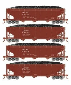 Athearn RTR 33079 HO Scale 40' Offset Coal Hopper W/Load Santa Fe ATSF 4-Pack #2