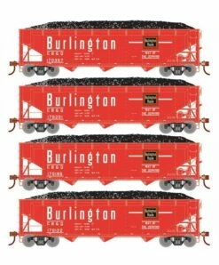Athearn RTR 33082 HO Scale 40' Offset Coal Hopper W/Load Burlington CB&Q 4-Pack #2