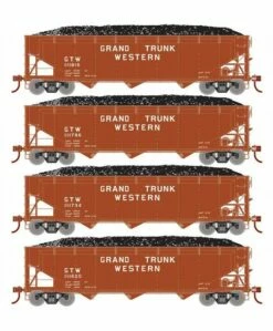 Athearn RTR 33087 HO Scale 40' Offset Coal Hopper W/Load Grand Trunk Western GTW 4-Pack #1