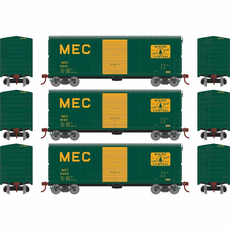 Athearn RTR 67974 HO Scale 40' Modernized Boxcar Maine Central MEC 3 Pack 2 Athearn RTR 67974 HO Scale 40' Modernized Boxcar Maine Central MEC 3 Pack - Image 2