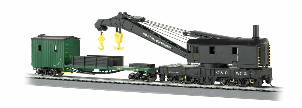 Bachmann 16122 HO Scale Crane Car With Boom Tender Chesapeake & Ohio C&O WC2 1 Bachmann 16122 HO Scale Crane Car With Boom Tender Chesapeake & Ohio C&O WC2