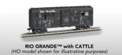 Bachmann 19753 N Scale 40' Annimated Stock Car Rio Grande D&RGW With Cattle