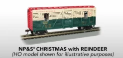 Bachmann 19754 N Scale 40' Annimated Stock Car North Pole & Southern NP&S With Reindeer