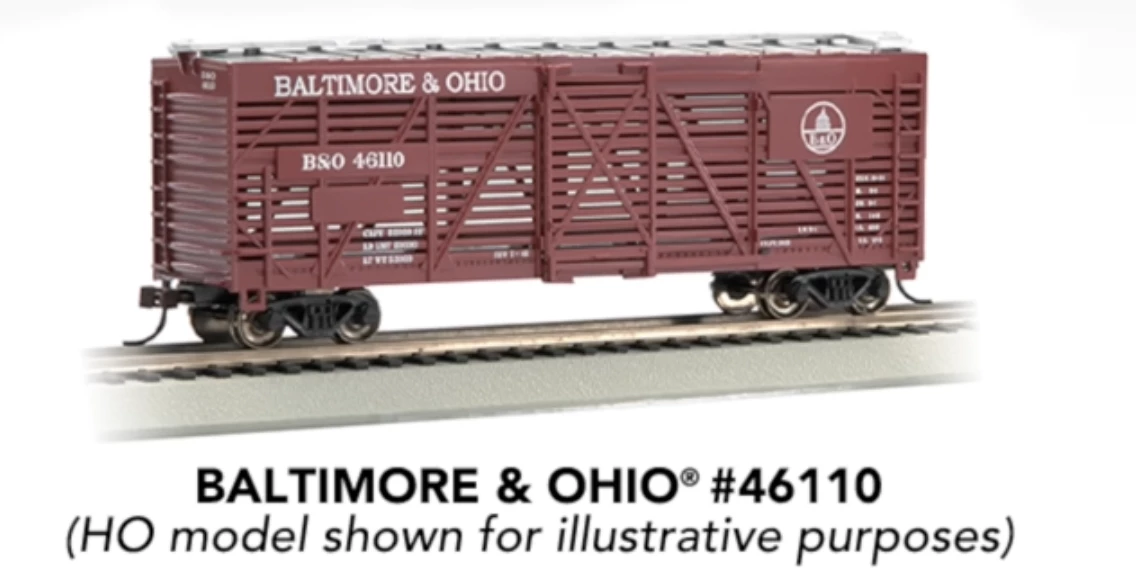 Bachmann 71563 N Scale 40' Stock Car Baltimore & Ohio B&O 46110 1 Bachmann 71563 N Scale 40' Stock Car Baltimore & Ohio B&O 46110