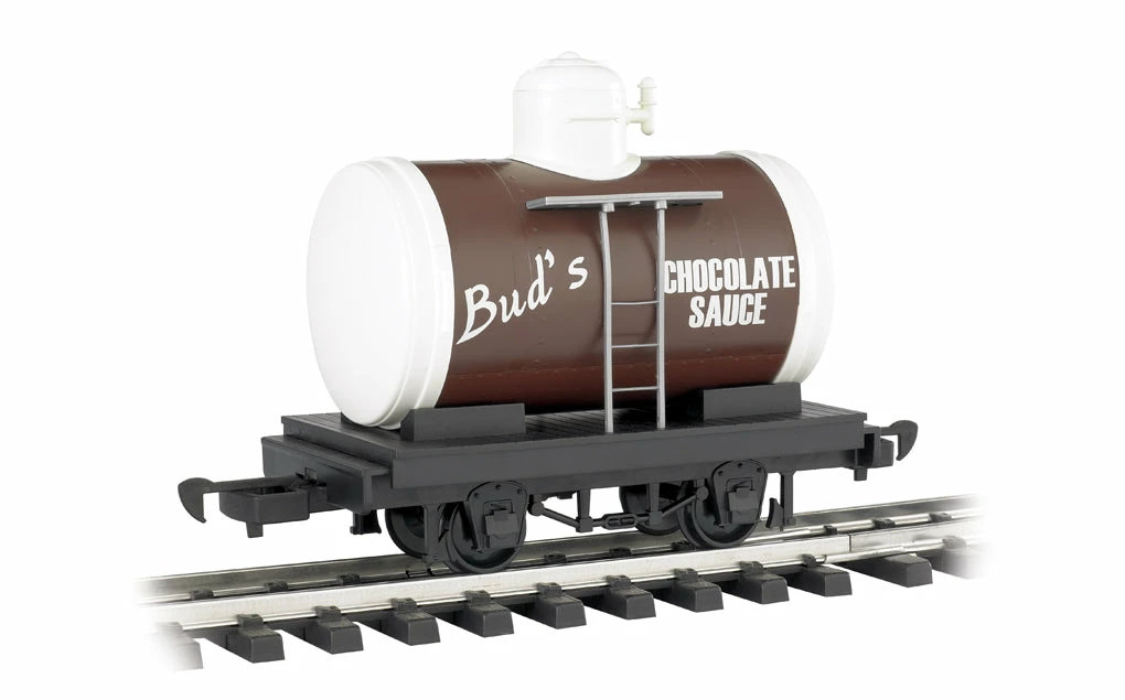 Bachmann 98088 G Gauge Li'l Big Haulers Tank Car Bud's Chocolate Sauce 1 Bachmann 98088 G Gauge Li'l Big Haulers Tank Car Bud's Chocolate Sauce