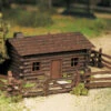 Bachmann Plasticville 45982O Gauge Log Cabin With Rustic Fence Kit