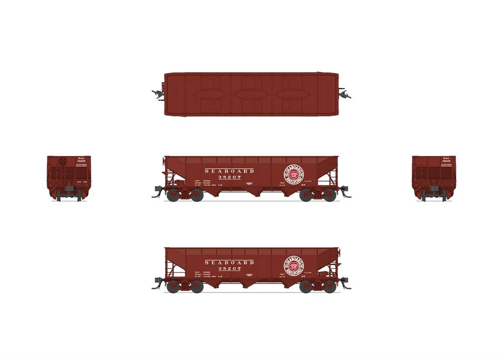 Broadway Limited Imports 8119 HO Scale 70 Ton Triple Hopper Seaboard SAL 38256 2 Broadway Limited Imports 8119 HO Scale 70 Ton Triple Hopper Seaboard SAL 38256 - Image 2
