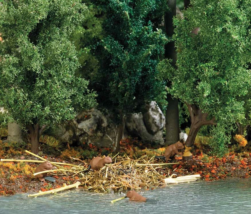 Busch 7893 HO Scale Beaver Lodge With 4 Beavers And Tree Miniature Scene 2 Busch 7893 HO Scale Beaver Lodge With 4 Beavers And Tree Miniature Scene - Image 2