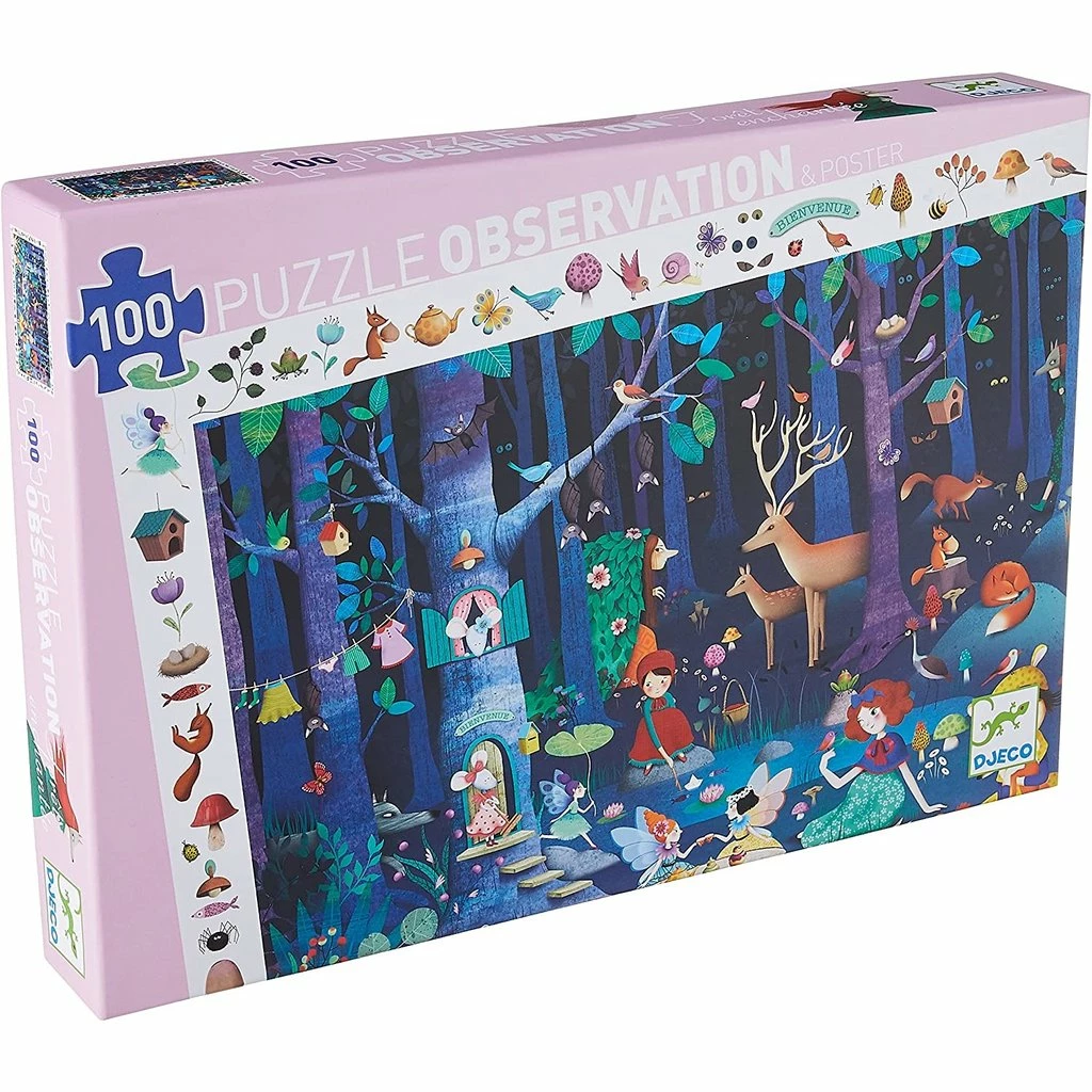 Djeco OBSERVATION PUZZLE: ENCHANTED FOREST 100 PIECE PUZZLE 1 Djeco OBSERVATION PUZZLE: ENCHANTED FOREST 100 PIECE PUZZLE