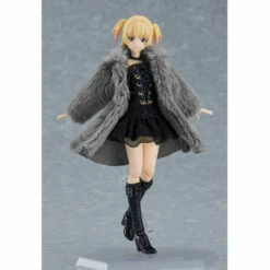 Max Factory Figma Female Body (Yuki) With Black Corset Dress + Fur Coat Outfit