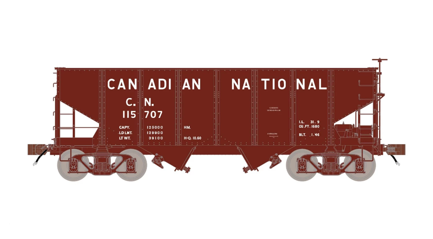 Fox Valley Models 15011 HO Scale USRA 55-Ton 2-Bay Open Hopper Canadian National CN 116252 2 Fox Valley Models 15011 HO Scale USRA 55-Ton 2-Bay Open Hopper Canadian National CN 116252 - Image 2