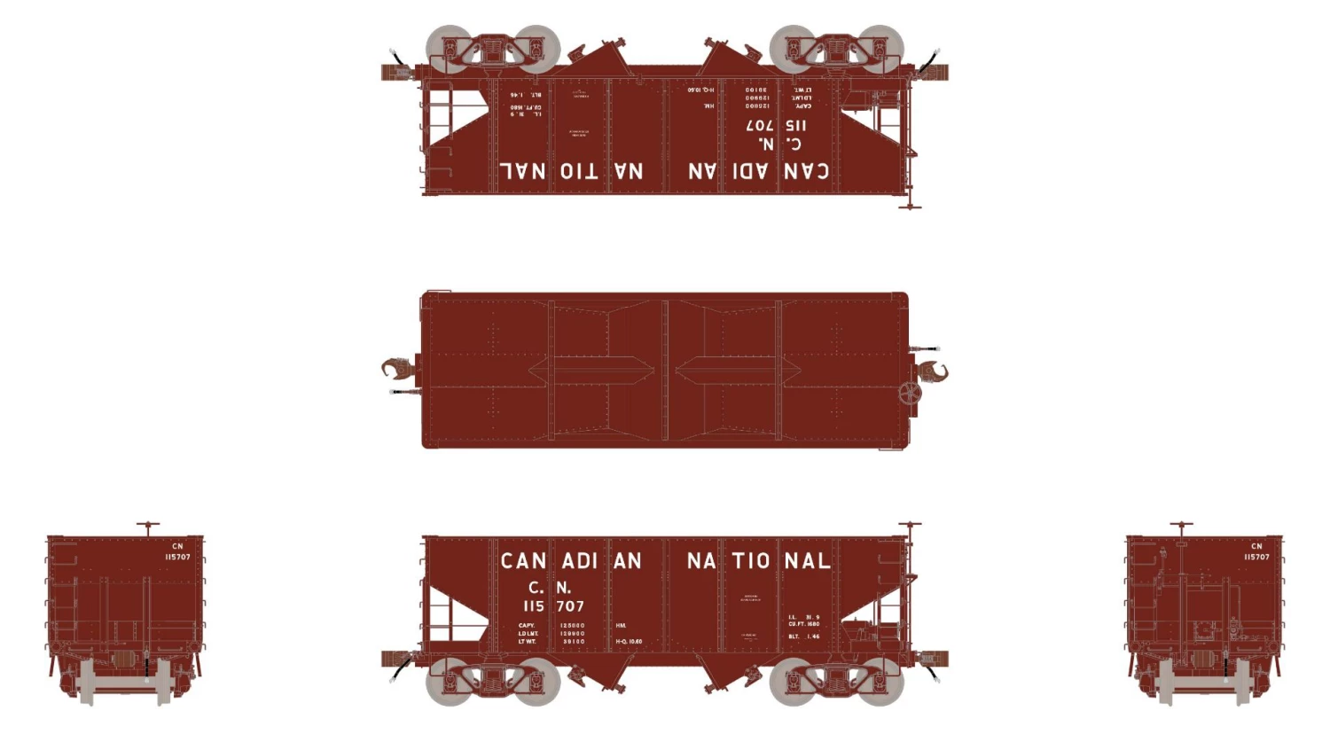 Fox Valley Models 15011 HO Scale USRA 55-Ton 2-Bay Open Hopper Canadian National CN 116252 3 Fox Valley Models 15011 HO Scale USRA 55-Ton 2-Bay Open Hopper Canadian National CN 116252 - Image 3