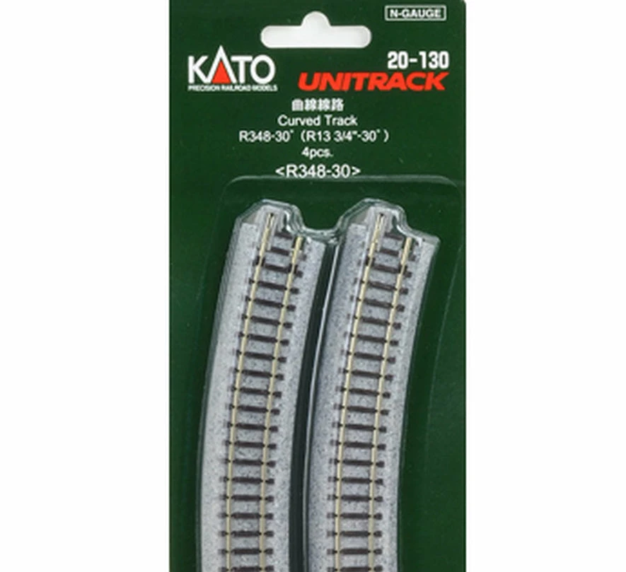 Kato 20130 N Scale UniTrack 348mm 13-3/4" Radius Curve 30-Degree (4 Pack) 1 Kato 20130 N Scale UniTrack 348mm 13-3/4" Radius Curve 30-Degree (4 Pack)