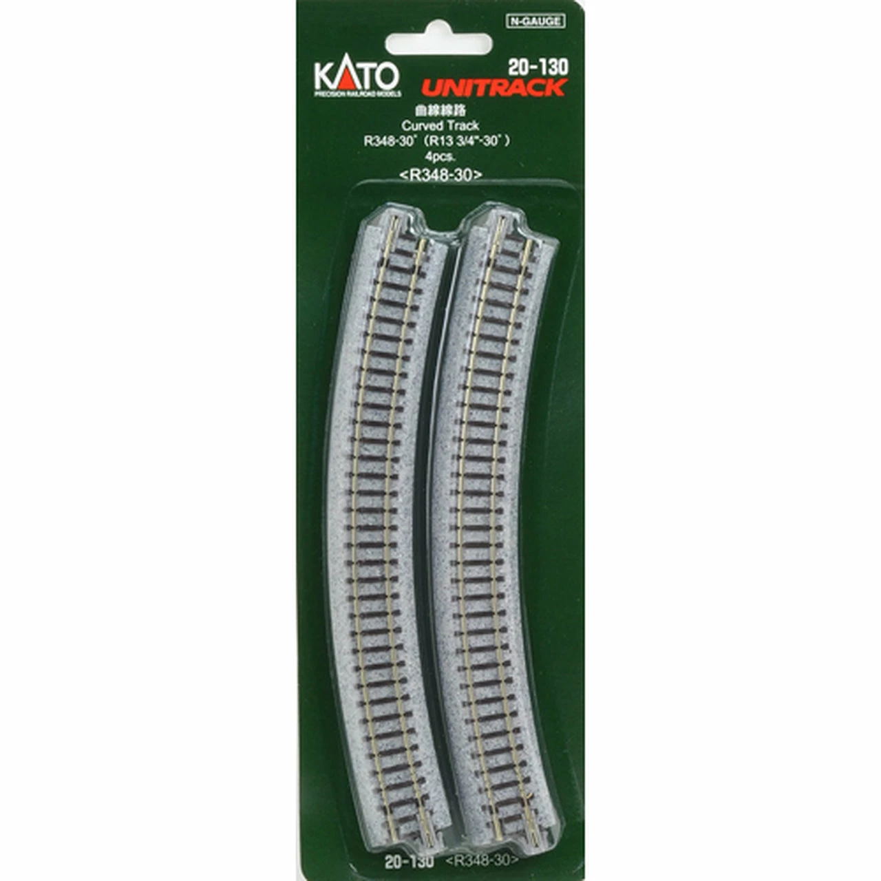 Kato 20130 N Scale UniTrack 348mm 13-3/4" Radius Curve 30-Degree (4 Pack) 2 Kato 20130 N Scale UniTrack 348mm 13-3/4" Radius Curve 30-Degree (4 Pack) - Image 2