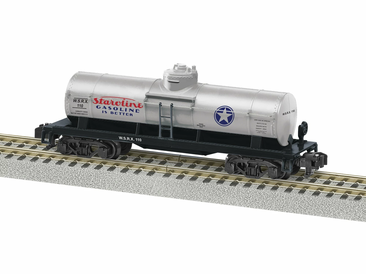Lionel 2119360 S Gauge American Flyer Single Dome Tank Car Staroline Gasoline WSRX 110 1 Lionel 2119360 S Gauge American Flyer Single Dome Tank Car Staroline Gasoline WSRX 110