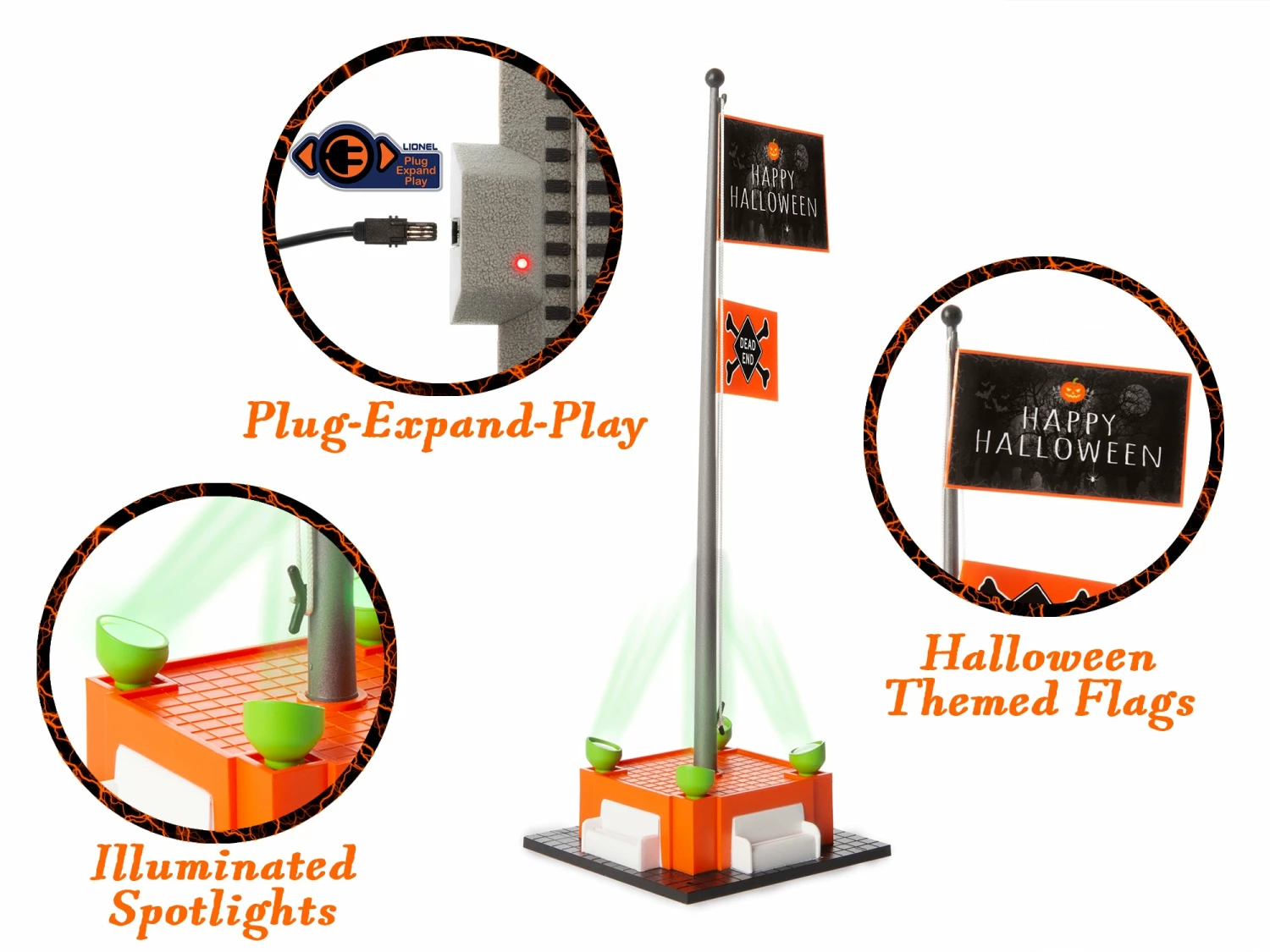 Lionel 2129230 O Gauge Halloween Flagpole (Plug-Expand-Play) 2 Lionel 2129230 O Gauge Halloween Flagpole (Plug-Expand-Play) - Image 2