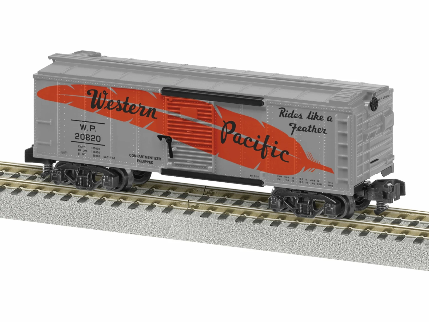 Lionel 2219142 S Gauge American Flyer 40' Boxcar Western Pacific WP 20820 1 Lionel 2219142 S Gauge American Flyer 40' Boxcar Western Pacific WP 20820