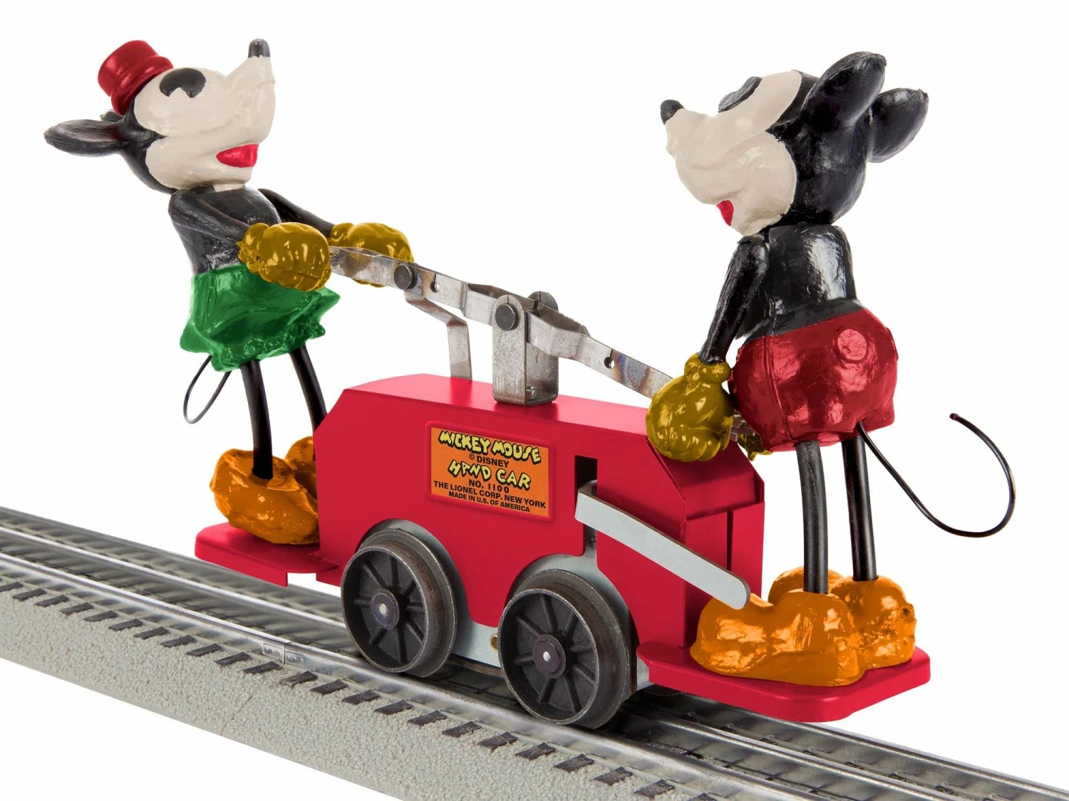 Lionel 2335190 O Gauge Mickey And Minnie Handcar - Red 1 Lionel 2335190 O Gauge Mickey And Minnie Handcar - Red