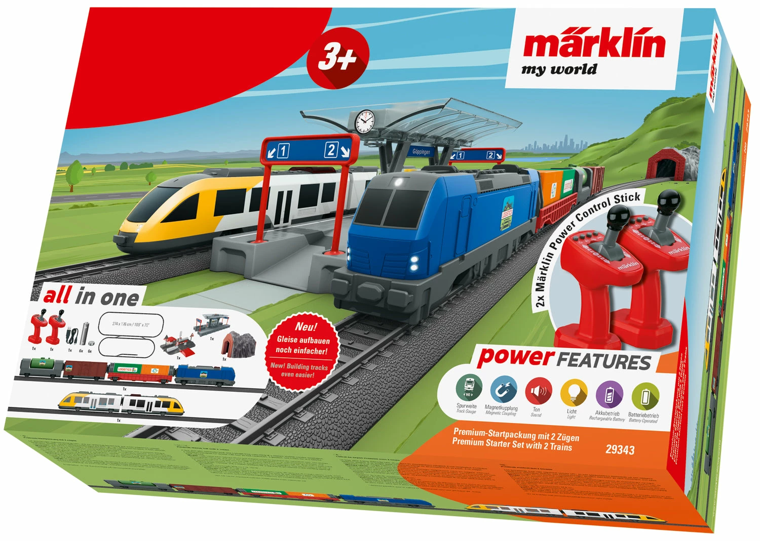 Marklin My World 29343 HO Scale Passenger & Freight Train Starter Set (Battery Powered) 1 Marklin My World 29343 HO Scale Passenger & Freight Train Starter Set (Battery Powered)