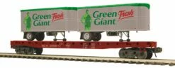 MTH Premier 20-95555 O Scale Milwaukee Road MILW Flatcar With Green Giant Pup Trailers