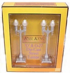 MTH 30-1082 O Gauge RailKing No 580-2 Teardrop Lamp Set Silver - NOS