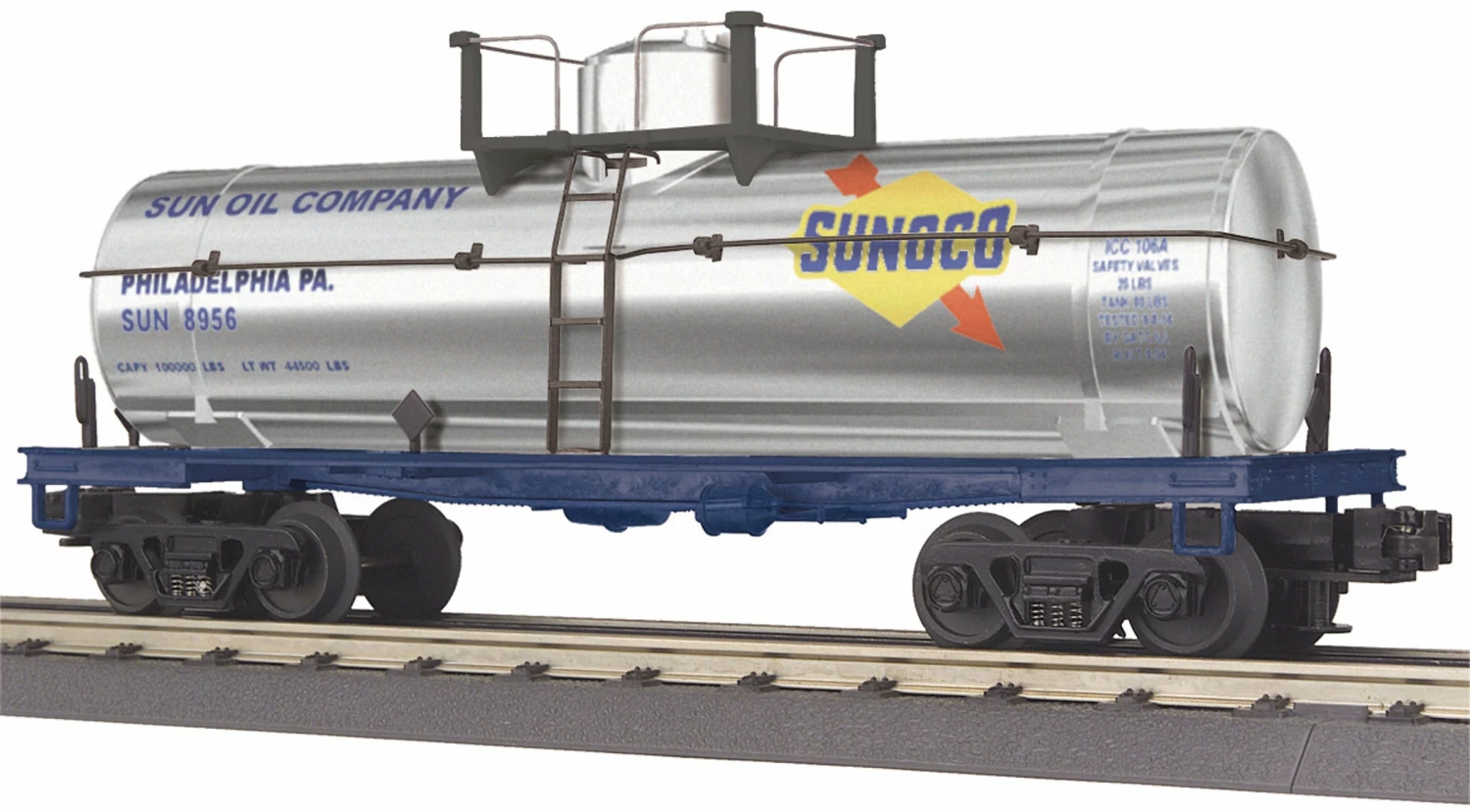 MTH RailKing 30-7378 O Gauge Single Dome Chrome Tank Car Sunoco 8956 - NOS 1 MTH RailKing 30-7378 O Gauge Single Dome Chrome Tank Car Sunoco 8956 - NOS