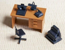 POLA 333156 G Gauge Desk With Phone, Lamp, Typewriter And Chair Accessories