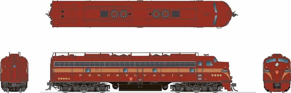 Rapido 028532 HO Scale EMD E8A Pennsylvania "Tuscan 5 Stripe" PRR 5838 With DCC And LokSound 2 Rapido 028532 HO Scale EMD E8A Pennsylvania "Tuscan 5 Stripe" PRR 5838 With DCC And LokSound - Image 2