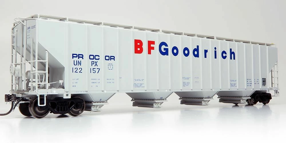 Rapido Trains 157004A HO Scale Procor 5820 Covered Hopper "BF Goodrich" UNPX #'s Vary 1 Rapido Trains 157004A HO Scale Procor 5820 Covered Hopper "BF Goodrich" UNPX #'s Vary