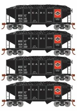 Roundhouse 50017 HO Scale 34' Ribbed Hopper W/Load Reading RDG 4-Pack #3