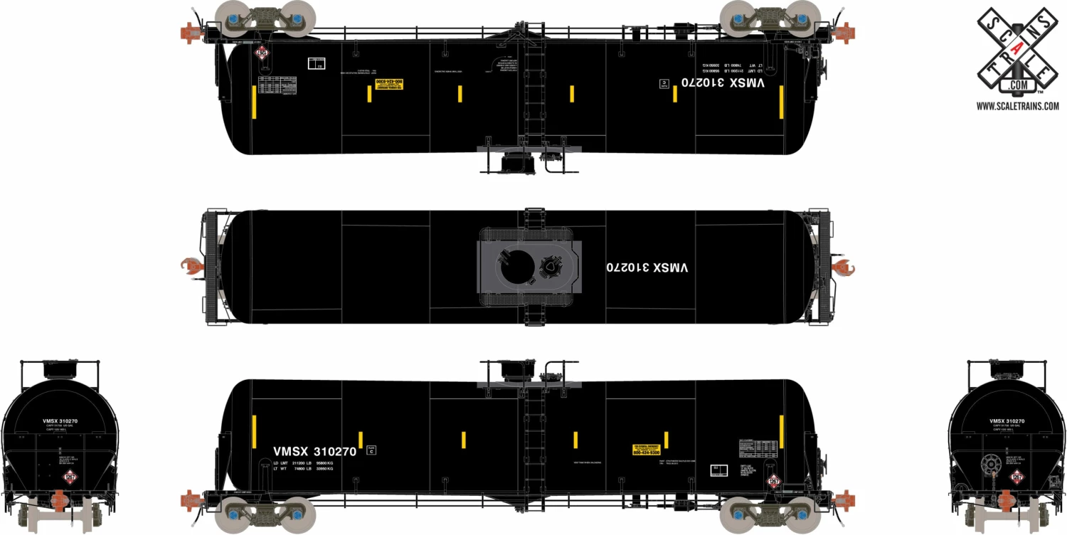 ScaleTrains 31773 Rivet HO Scale Trinity 31K Tank Car W/ Shields Valero Crude Oil VMSX 311104 2 ScaleTrains 31773 Rivet HO Scale Trinity 31K Tank Car W/ Shields Valero Crude Oil VMSX 311104 - Image 2