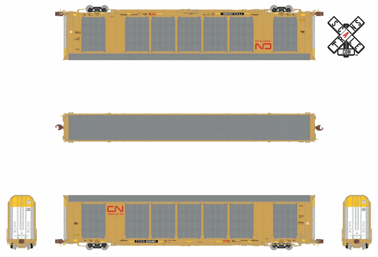ScaleTrains 32685 Rivet N Scale Gunderson Multi-Max Autorack Canadian National CN/TTGX 695881 2 ScaleTrains 32685 Rivet N Scale Gunderson Multi-Max Autorack Canadian National CN/TTGX 695881 - Image 2