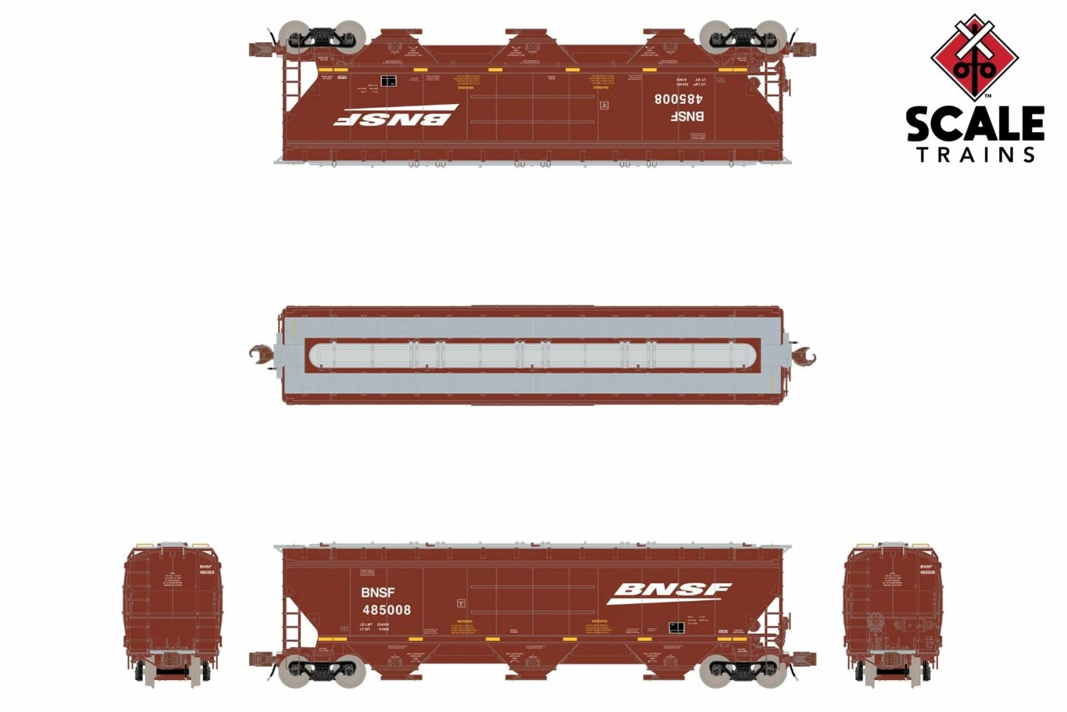 ScaleTrains 33221 Rivet N Scale Gunderson 5188 Covered Hopper (Ribbed) BNSF 485114 2 ScaleTrains 33221 Rivet N Scale Gunderson 5188 Covered Hopper (Ribbed) BNSF 485114 - Image 2
