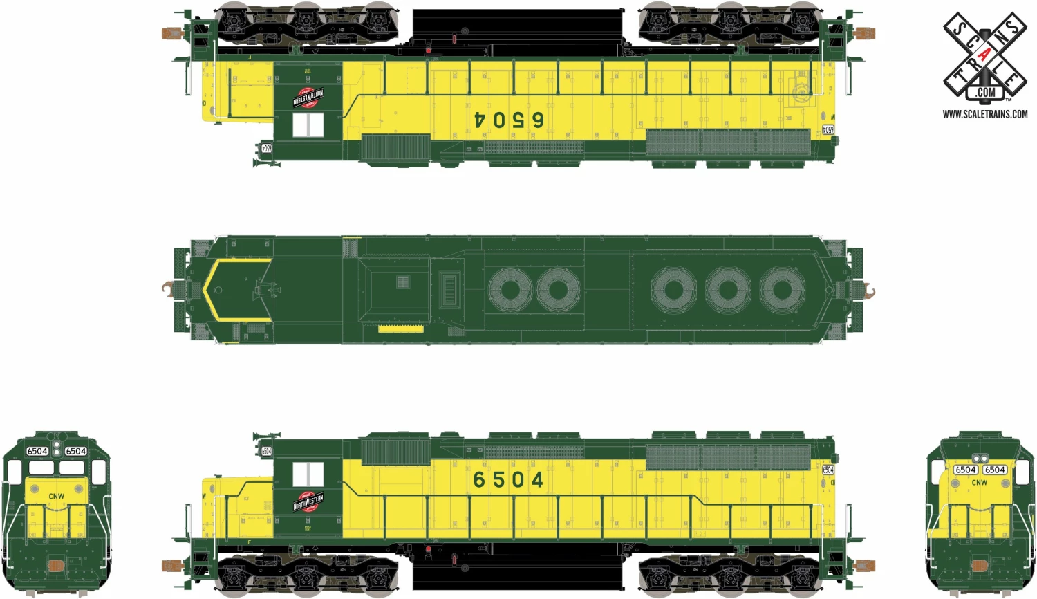 ScaleTrains Operator 11170 HO Scale EMD SD45 Chicago & NorthWestern CNW 6512 DCC Sound 2 ScaleTrains Operator 11170 HO Scale EMD SD45 Chicago & NorthWestern CNW 6512 DCC Sound - Image 2
